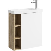 Мебель для ванной комнаты Aqwella Alba 60 R, подвесная, дуб давос, матовая белая
