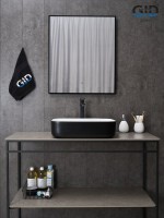 Накладная раковина GID Geometrico Nc366 50 глянцевая белая, матовая черная, прямоугольная, фаянс