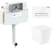 Комплект Lavinia Boho Унитаз приставной Aveo Rimless 3306404R + Крышка-сиденье Aveo 33290600 с микролифтом + Бачок скрытого монтажа RelFix 38020010 + Кнопка RelFix 3805003W