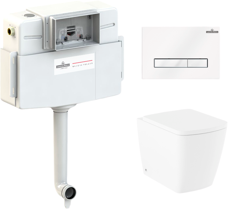 Комплект Lavinia Boho Унитаз приставной Aveo Rimless 3306404R + Крышка-сиденье Aveo 33290600 с микролифтом + Бачок скрытого монтажа RelFix 38020010 + Кнопка RelFix 3805003W