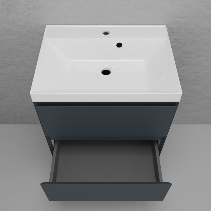 Тумба с раковиной Style Line Манхэттен 60 подвесная, графит, раковина Andrea Classic 60