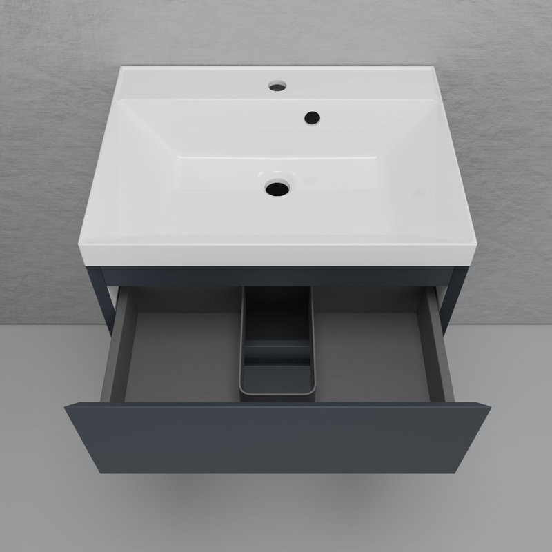 Тумба с раковиной Style Line Манхэттен 60 подвесная, графит, раковина Andrea Classic 60