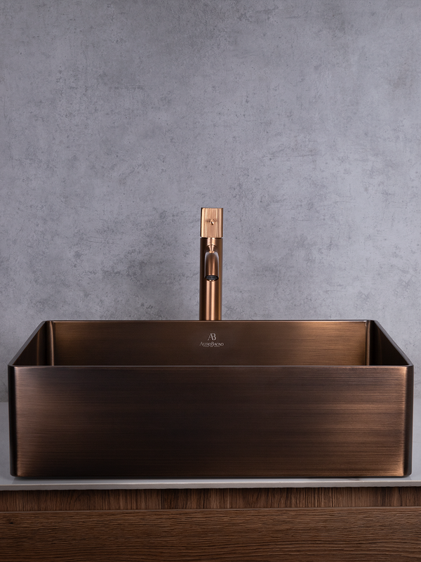 Накладная раковина AltroBagno Accordo 001012 BrAn 50 состаренная бронза, прямоугольная, нержавеющая сталь