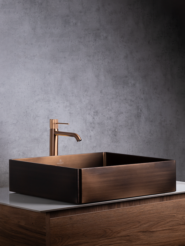 Накладная раковина AltroBagno Accordo 001012 BrAn 50 состаренная бронза, прямоугольная, нержавеющая сталь