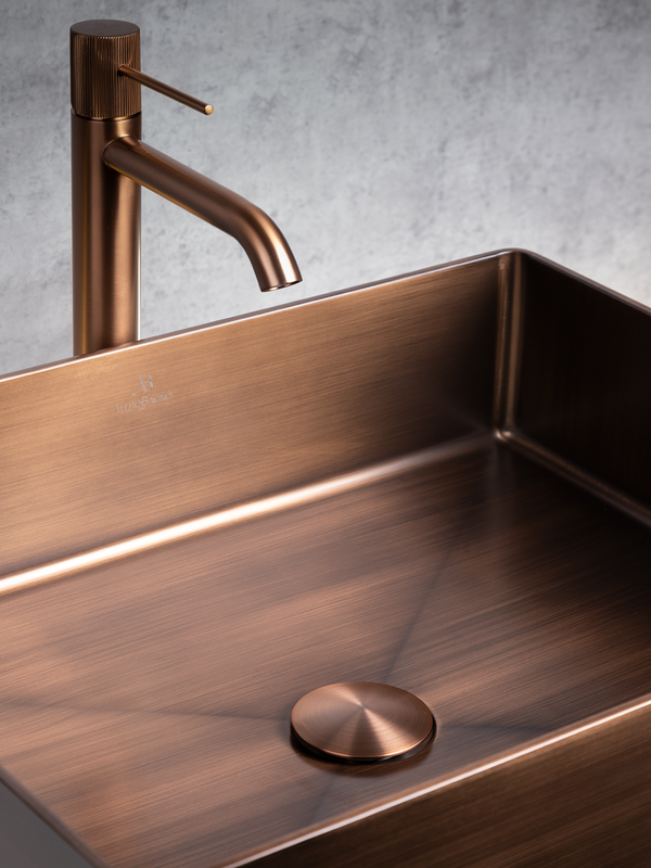 Накладная раковина AltroBagno Accordo 001012 BrAn 50 состаренная бронза, прямоугольная, нержавеющая сталь