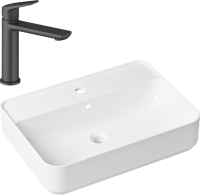 Комплект Накладная раковина Lavinia Boho Bathroom Sink Slim 33311008 + Смеситель Wellsee ICON! for life 182302000 матовый черный