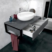 Тумба с раковиной 1MarKa Grunge Loft 90 бетон темно-серый