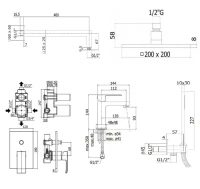 Комплект для ванной Paffoni Elle KITEL015CR071 С ВНУТРЕННЕЙ ЧАСТЬЮ, верхний душ 20 см, хром