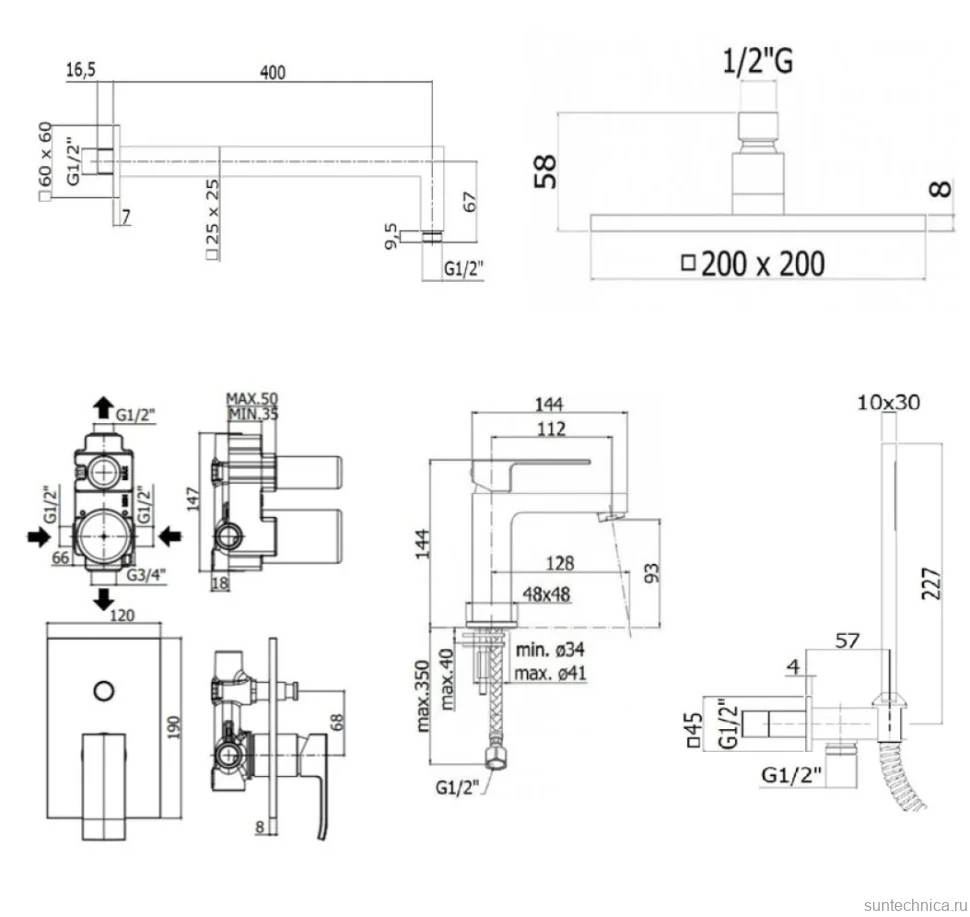 Комплект для ванной Paffoni Elle KITEL015CR071 С ВНУТРЕННЕЙ ЧАСТЬЮ, верхний душ 20 см, хром