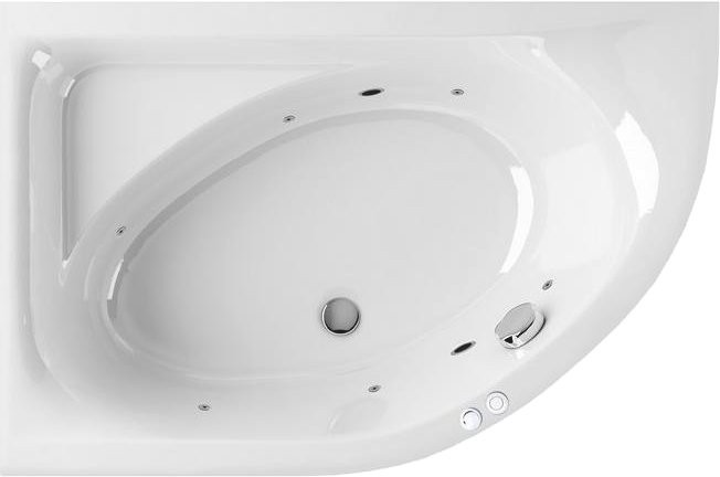 Акриловая ванна Excellent Aquarella WAEX.ARL15.SOFT L 150x100 см, угловая, левая, пристенная, с гидромассажем, белая, асимметричная, с каркасом, с сиденьем, со сливом-переливом