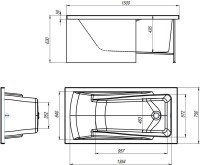 Акриловая ванна Alex Baitler Madin 150x75 см, встраиваемая, белая, с экраном