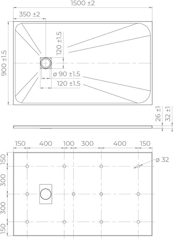 Поддон для душа RGW TSS W 150x90
