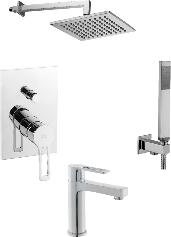 Комплект для ванной Paffoni Ringo KITRIN015CR071 С ВНУТРЕННЕЙ ЧАСТЬЮ, верхний душ 20 см, хром