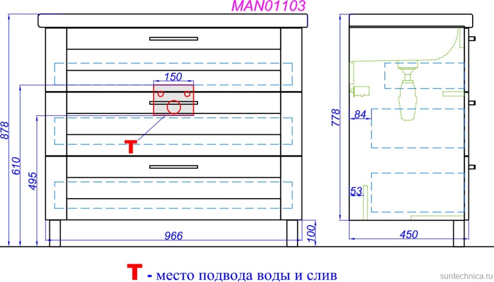 Мебель для ванной комнаты Aqwella Manchester 100 напольная