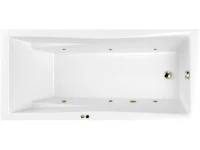 Акриловая ванна WHITECROSS Palace Soft 180x80 см, встраиваемая, с гидромассажем, белый глянец, с каркасом, со сливом-переливом, фурнитура бронза