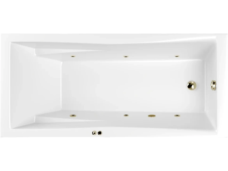 Акриловая ванна WHITECROSS Palace Soft 180x80 см, встраиваемая, с гидромассажем, белый глянец, с каркасом, со сливом-переливом, фурнитура бронза