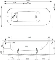 Стальная ванна Bette Form 175x75 см, встраиваемая, на ножках, с самоочищающимся покрытием, с антискользящим покрытием, с шумоизоляцией