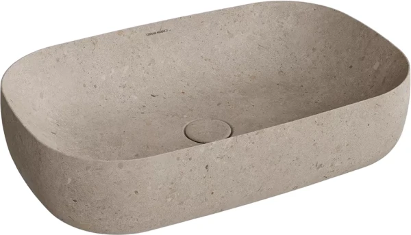 Накладная раковина KERAMA MARAZZI Magica 65 бежевый камень, прямоугольная, фаянс