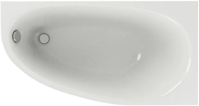 Акриловая ванна AQUATEK Дива R 150x90 см, правая, пристенная, белая, асимметричная, с каркасом