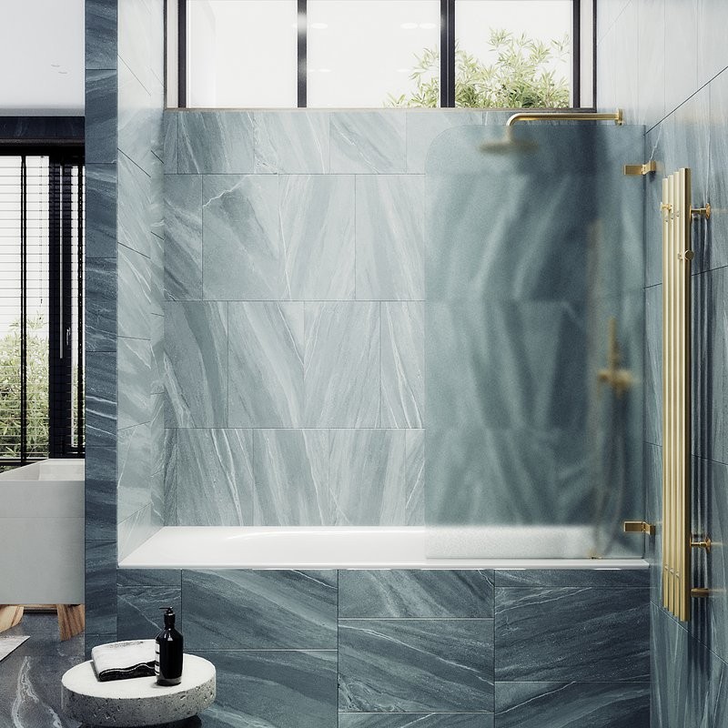 Шторка на ванну Maybahglass MGV-655-3 70 см, профиль золото, стекло сатин