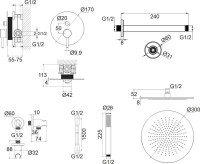 Душевой комплект WHITECROSS Y YSET12GL С ВНУТРЕННЕЙ ЧАСТЬЮ, золото