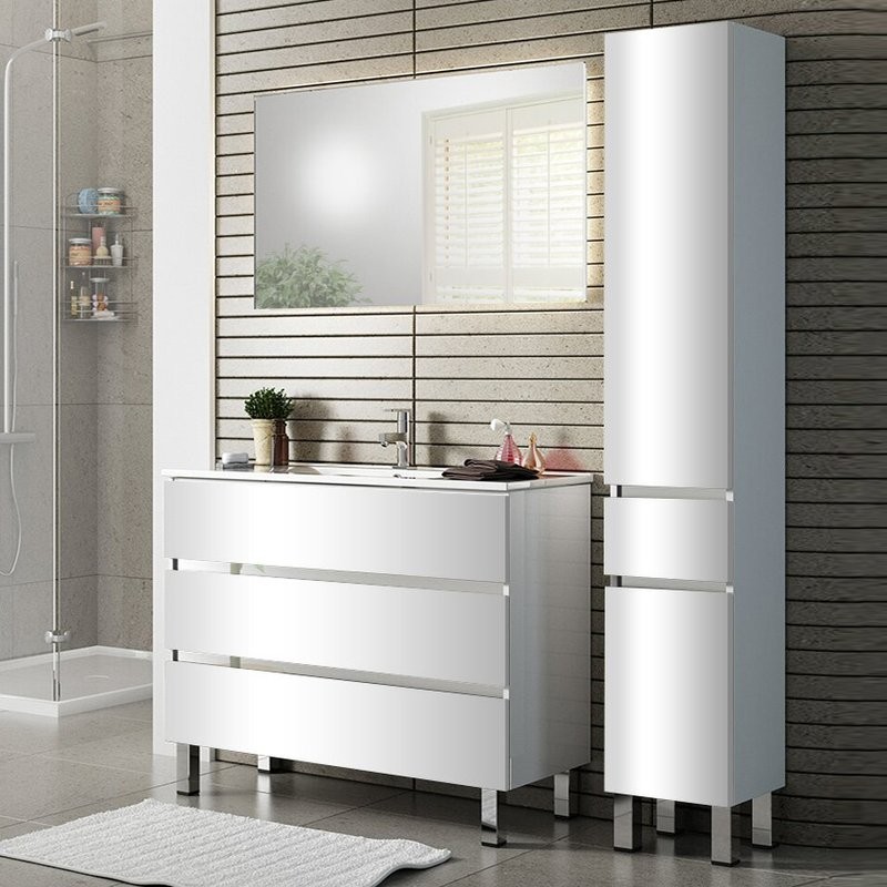 Тумба с раковиной Sanvit Кубэ -3 80 белый глянец