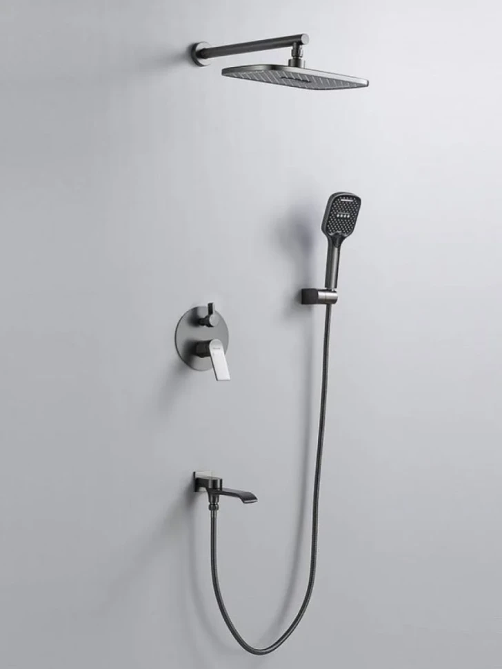 Душевая система встраиваемая Shevanik S4135T, оружейная сталь
