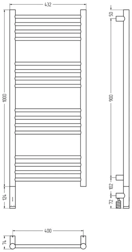Полотенцесушитель электрический Сунержа Богема 3.1 020-6004-1040 110x45 см, подключение слева, шампань, лесенка