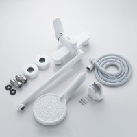 Смеситель для ванны с длинным изливом и лейкой (кран для ванны) Shevanik S4322C, белый