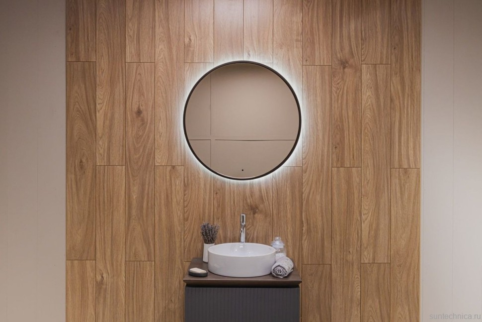 Зеркало круглое Art&Max Asti 80, с подсветкой, черное