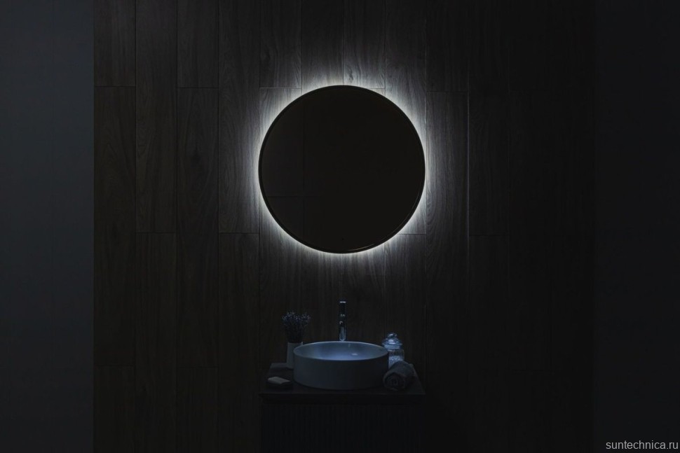 Зеркало круглое Art&Max Asti 80, с подсветкой, черное