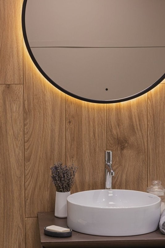 Зеркало круглое Art&Max Asti 80, с подсветкой, черное