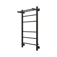 Полотенцесушитель электрический Grota Alto 530х1000 RAL9005 EL 100x55 см, подключение справа, слева, скрытое подключение справа, матовый черный, лесенка, из стали, с полкой