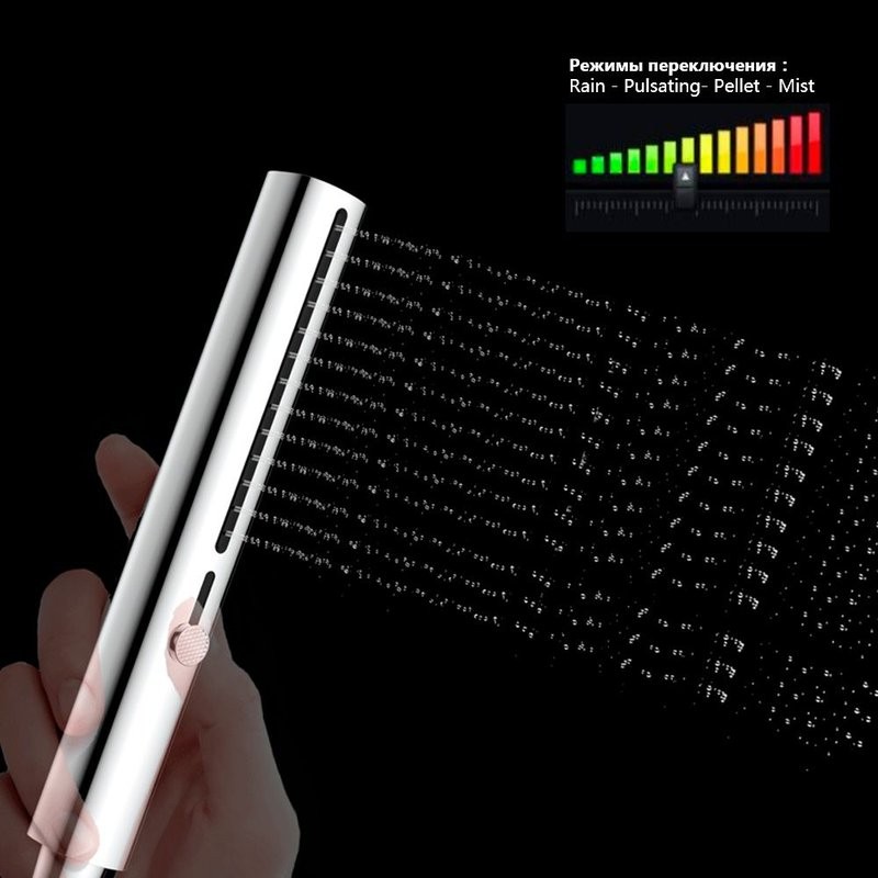 Лейка для душа сталь, 30х32х225 мм, 4 режима, хром, AQUAme AQM8505CR