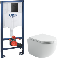 Комплект Унитаз подвесной Ceramicanova UP Rimless CN4007 белый + Инсталляция Grohe Solido 38811KF0 3 в 1 с кнопкой смыва