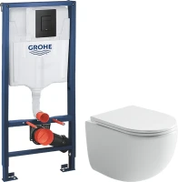Комплект Унитаз подвесной Ceramicanova UP Rimless CN4007 белый + Инсталляция Grohe Solido 38811KF0 3 в 1 с кнопкой смыва