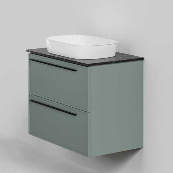 Тумба под раковину со столешницей La Fenice Elba Twin 80 подвесная, серая, столешница черный мрамор