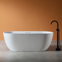 Ванна из искусственного камня Abber Frankfurt 170x75 см, отдельностоящая, матовая белая, овальная, со сливом-переливом
