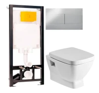 Комплект Унитаз подвесной Santek Нео 1WH302423 с микролифтом + Инсталляция OLI 80 ECO Sanitarblock mechanic 3 в 1 с кнопкой смыва
