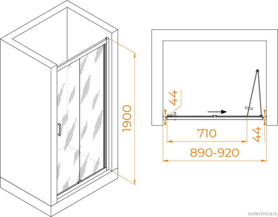 Душевая дверь в нишу RGW Passage PA-21 90 см, профиль хром, стекло прозрачное