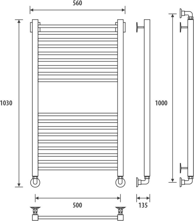 Полотенцесушитель водяной Energy Quadro 100x50