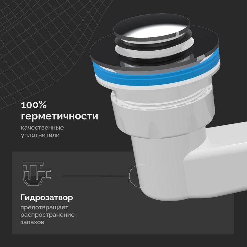 Сифон для поддона EWRIKA 5050860 50 мм, трубный, глянцевый хром