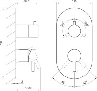 Встраиваемый смеситель для душа и ванны Ravak Espirit ES 068.00CR.O3.RB07F хром
