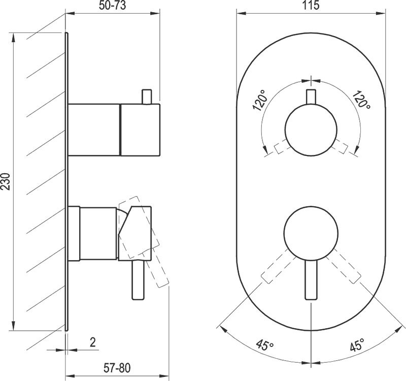 Встраиваемый смеситель для душа и ванны Ravak Espirit ES 068.00CR.O3.RB07F хром