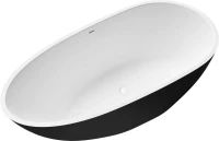 Акриловая ванна Grossman Fly GR-1102MB 170x80 см, отдельностоящая, черная матовая, овальная, с каркасом, со сливом-переливом