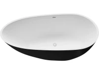 Акриловая ванна Grossman Fly GR-1102MB 170x80 см, отдельностоящая, черная матовая, овальная, с каркасом, со сливом-переливом