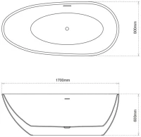 Акриловая ванна Grossman Fly GR-1102MB 170x80 см, отдельностоящая, черная матовая, овальная, с каркасом, со сливом-переливом