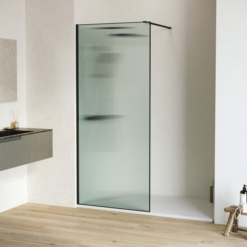 Душевая перегородка RGW Walk In WA-08B 110х195 см, профиль матовый черный, стекло рифленое