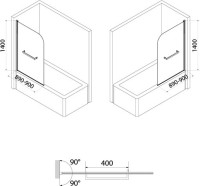 Шторка на ванну IDDIS Ray RAY6CS9i90 90х140, профиль хром