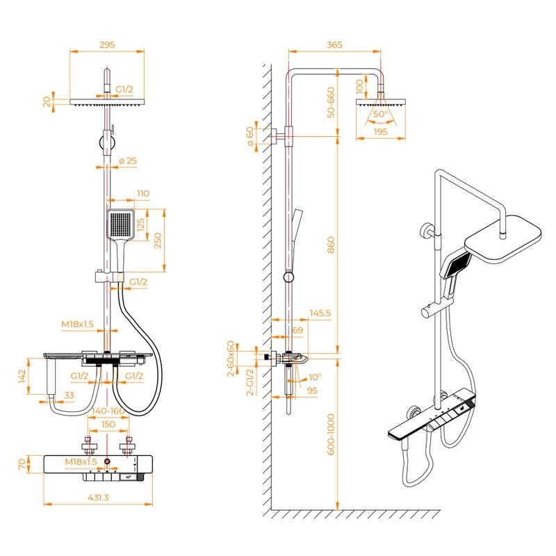 Душевая стойка RGW Shower Panels SP-35 хром
